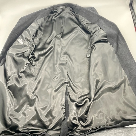 Di Silver Vtg Men's Cashmere Blend Charcoal Black Long Overcoat Sz 44 Reg EUC - Picture 11 of 14